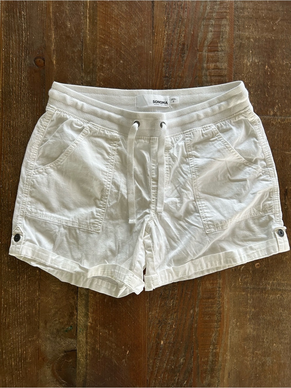 Sonoma Women’s Classic White Drawstring Cargo Shorts - Size 8 Medium